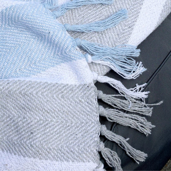 Aix Sky Blue & French Grey Stripe Throw