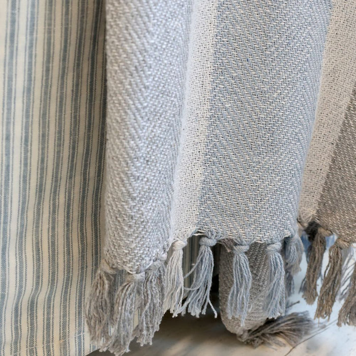 Aix Sky Blue & French Grey Stripe Throw