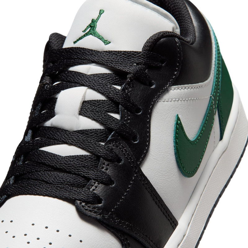 AJ 1 Low men's lace-up sneakers, white tongue with green Jumpman logo