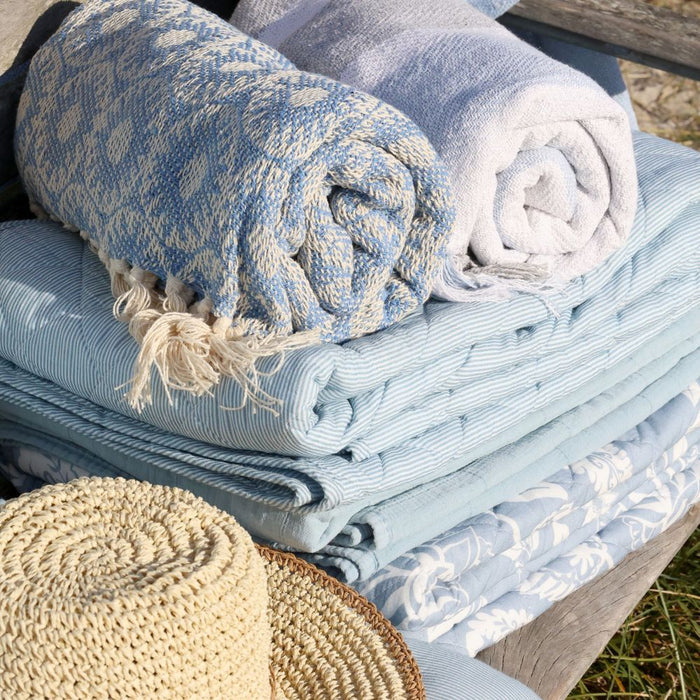Alix Quilt - Sky Blue & White