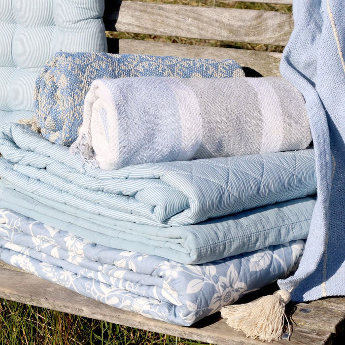 Alix Quilt - Sky Blue & White