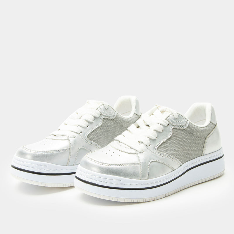 Alyster Shimmer Silver Shoe | Alegria Shoes
