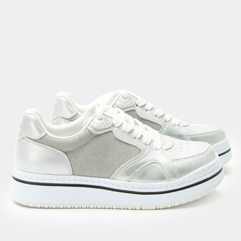 Alyster Shimmer Silver Shoe | Alegria Shoes