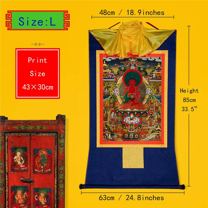 Amidabha Pure Land - Tibetan thangka painting, view 4