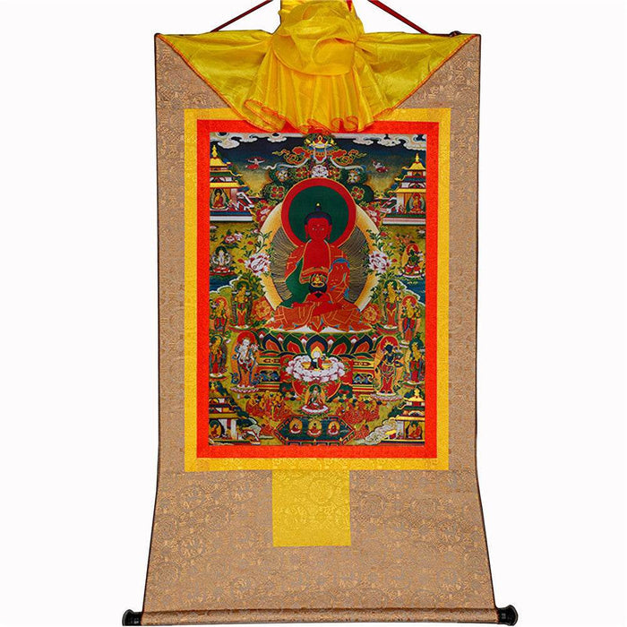 Amidabha Pure Land - Tibetan thangka painting, view 7