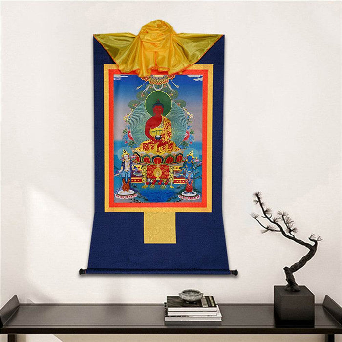 Amitayus,Amida,Amitabha - Tibetan thangka painting, detailed view