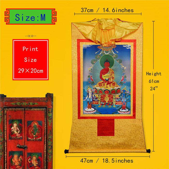 Amitayus,Amida,Amitabha - Tibetan thangka painting, view 6