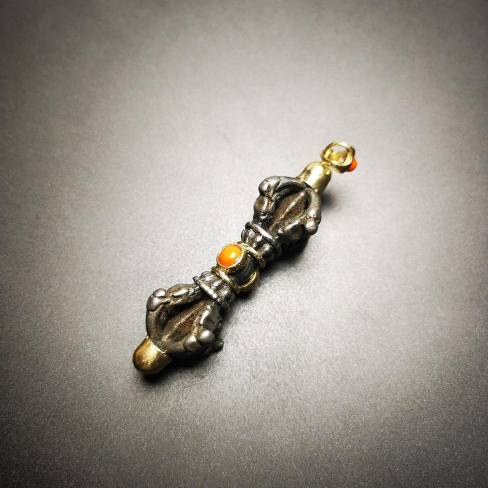 Amulet,Dorje Vajra Pendant 2.0" - Tibetan Buddhist amulet, size reference