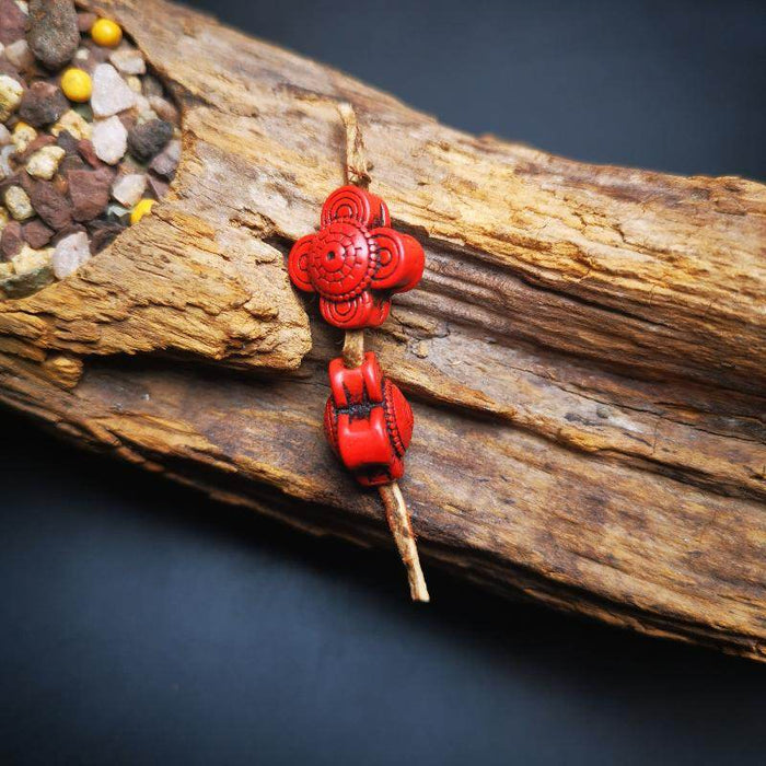 Amulet,Mini Flower Bead Pendant for Mala - Tibetan Buddhist mala beads, close-up detail