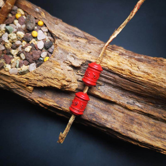 Amulet,Mini Prayer Wheel Bead Pendant for Mala - Tibetan Buddhist mala beads, front view