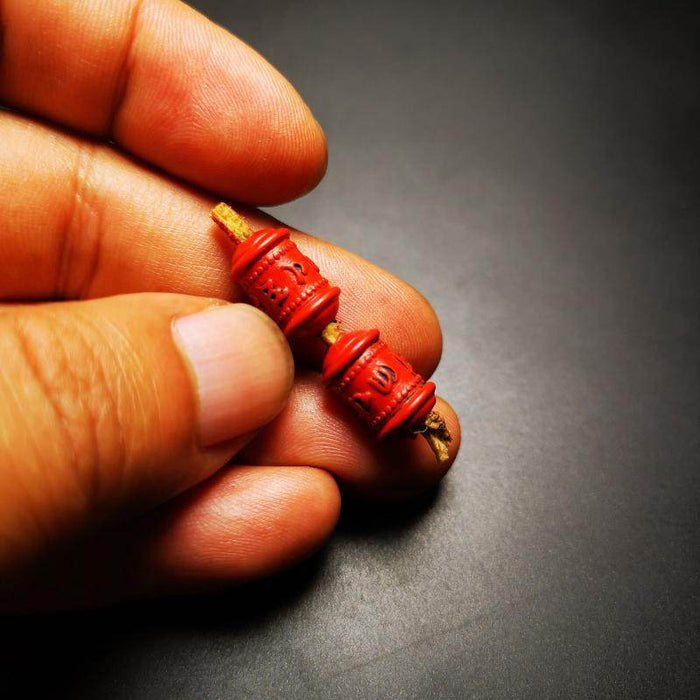 Amulet,Mini Prayer Wheel Bead Pendant for Mala - Tibetan Buddhist mala beads, size reference