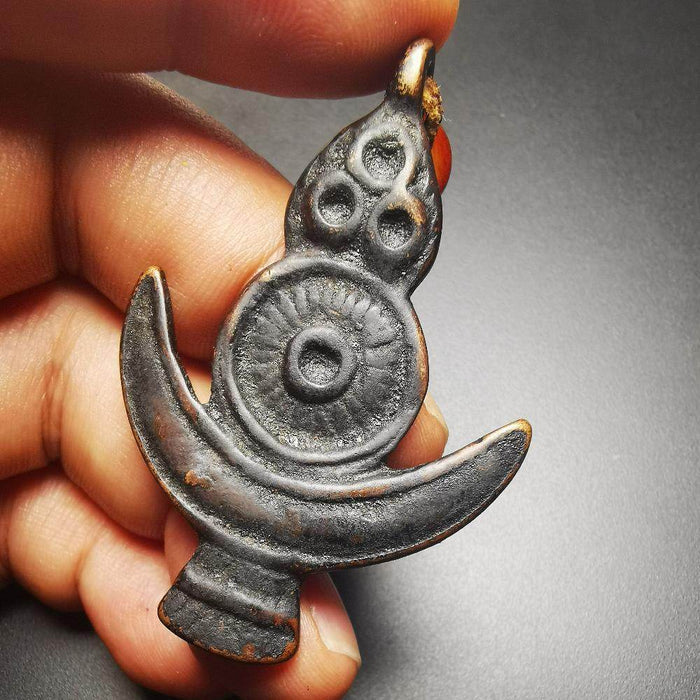 Amulet,Triratna,Mani Jewel - Tibetan Buddhist amulet, size reference