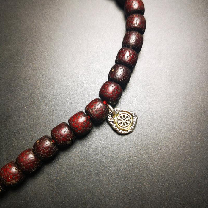 Amulet,Wheel Pendant for Prayer Bead 0.43" - Tibetan Buddhist amulet, detailed view