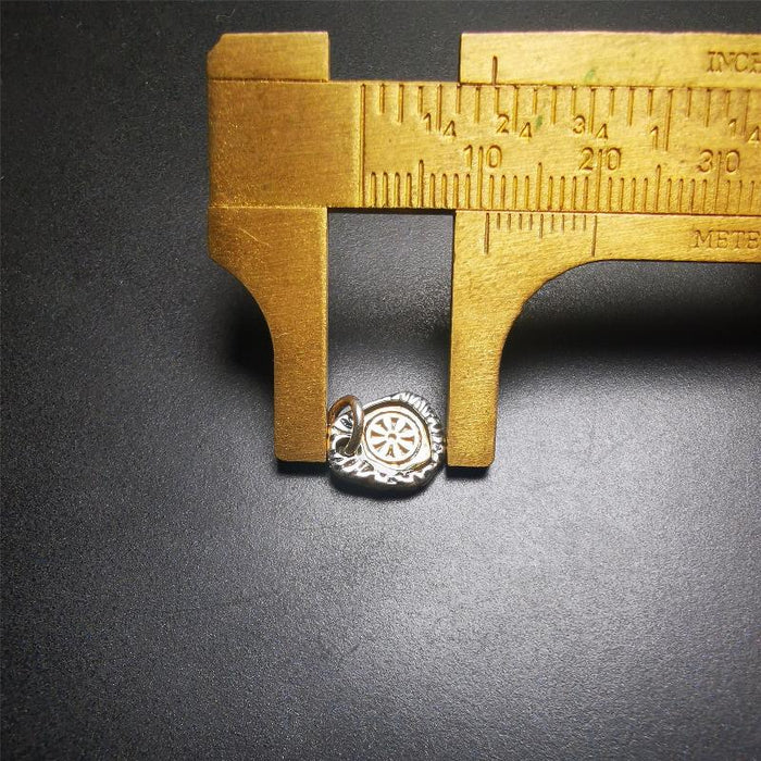 Amulet,Wheel Pendant for Prayer Bead 0.43" - Tibetan Buddhist amulet, view 5