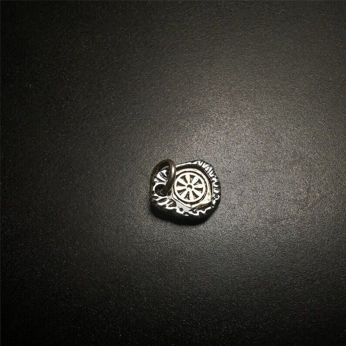Amulet,Wheel Pendant for Prayer Bead 0.43" - Tibetan Buddhist amulet, view 6