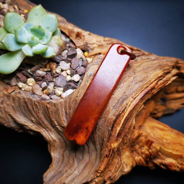 Amulet,Yak Bone,Sutra Pendant 2.2" - Tibetan Buddhist amulet, detailed view