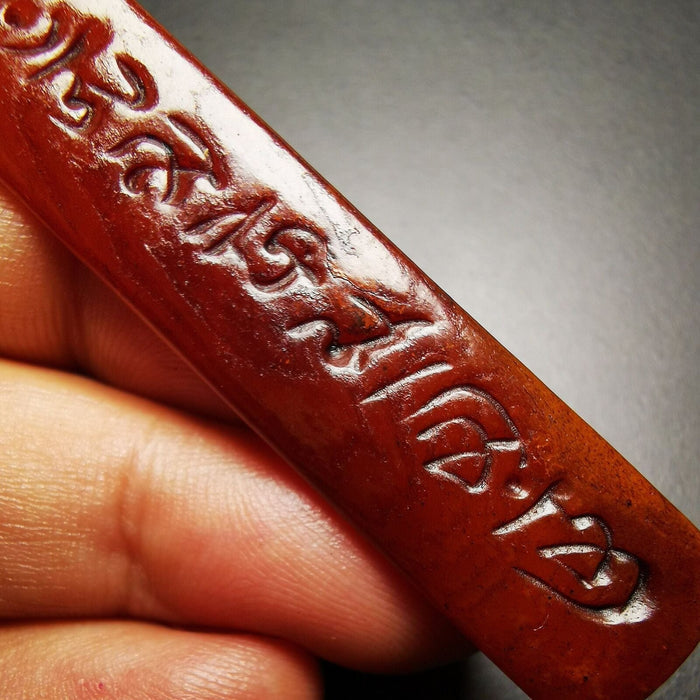 Amulet,Yak Bone,Sutra Pendant 2.2" - Tibetan Buddhist amulet, view 6