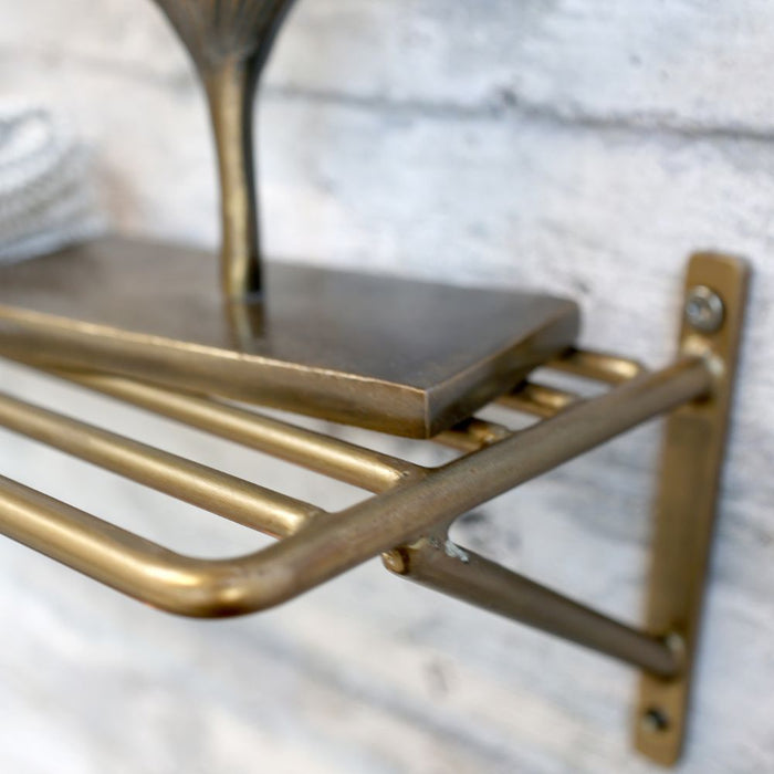 Antique Brass Shelf w. Grooves