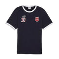 Men's dark navy ringer T-shirt with Puma logo, number 10, and red crest