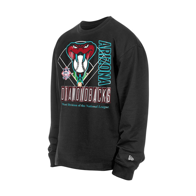 Men's black long-sleeve crewneck with Arizona Diamondbacks graphic and logo at chest