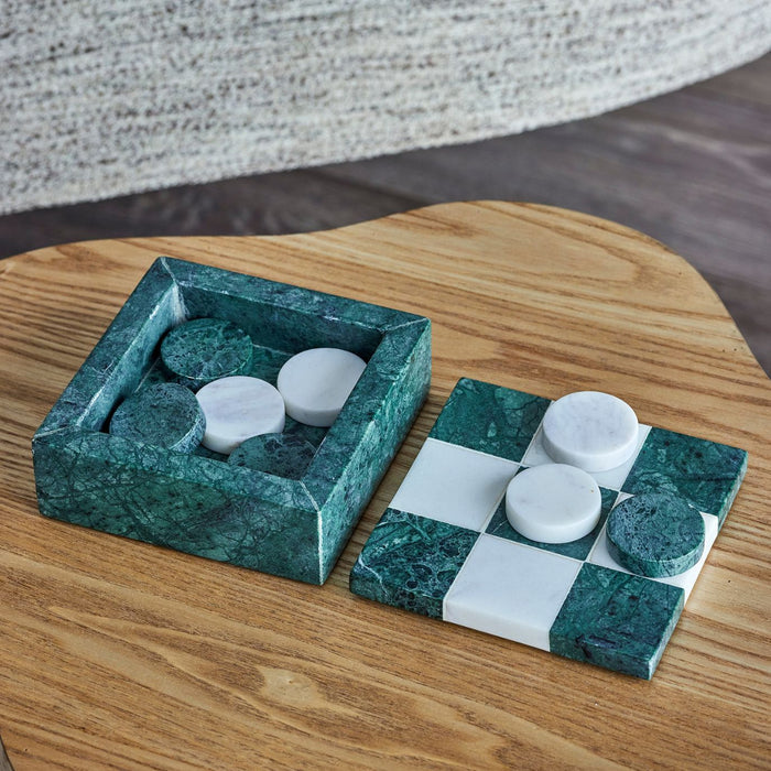 Aske Decorative Tic-Tac-Toe in Green Marble