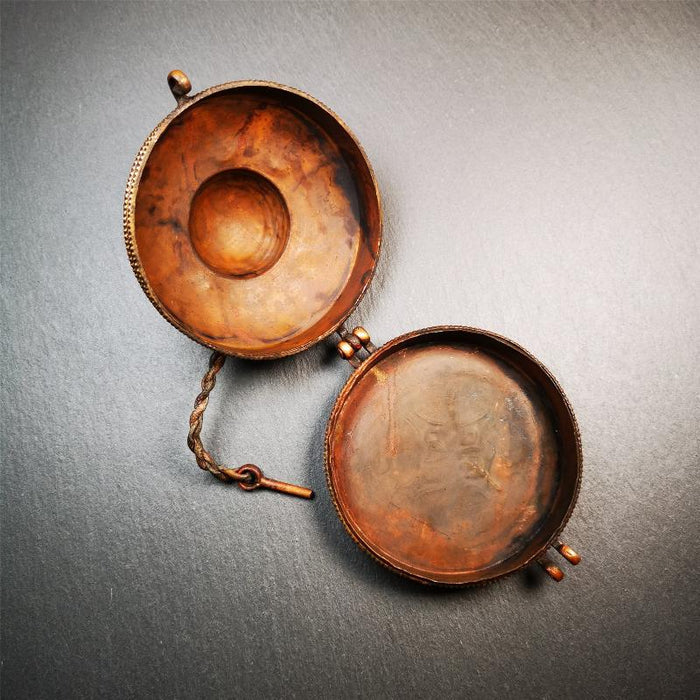 Astamangal Tingsha case - 3.15" - Tibetan Buddhist art, detailed view