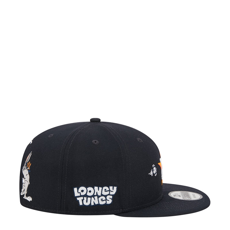 Black snapback cap with 'LOONEY TUNES' front text and character side prints