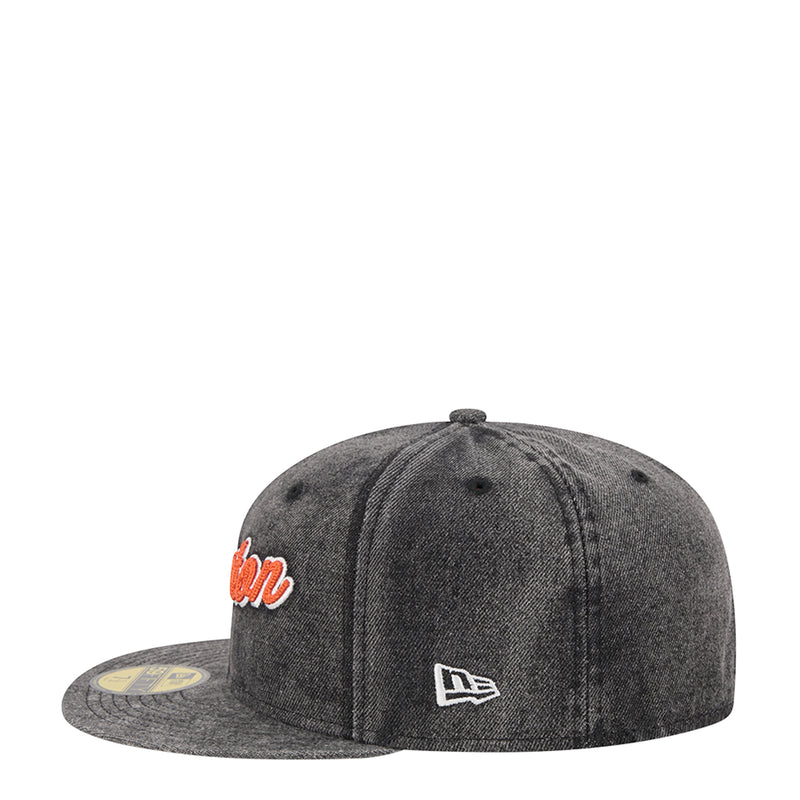 Heather gray baseball cap with orange “H” mark and New Era flag logo