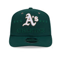 Green stretch-snap baseball cap with Athletics logo and “Athletics” text