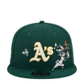 Green Looney Tunes baseball cap with 'A's' logo and Bugs Bunny graphic on front