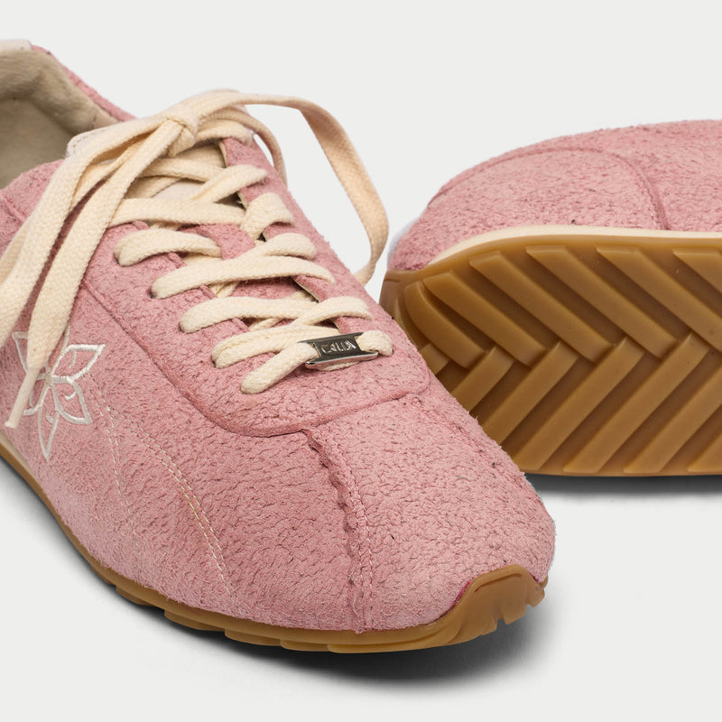 Aurora - Baby Pink Suede Wide Fit Sneakers