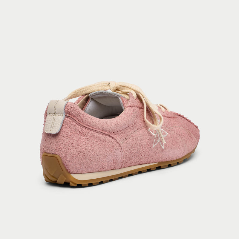 Aurora - Baby Pink Suede Wide Fit Sneakers
