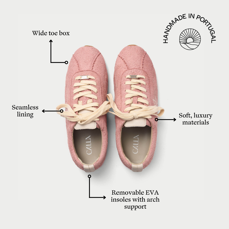 Aurora - Baby Pink Suede Wide Fit Sneakers