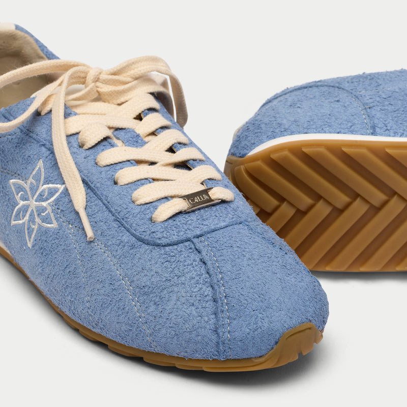 Aurora - Ice Blue Suede Wide Fit Sneakers