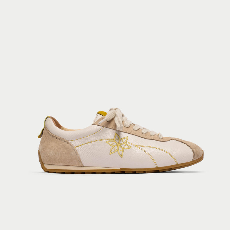 Aurora - Off White & Mustard Wide Fit Sneakers