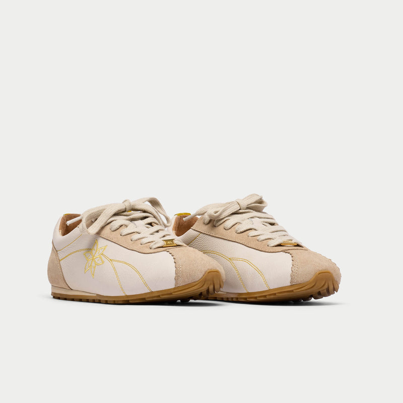 Aurora - Off White & Mustard Wide Fit Sneakers