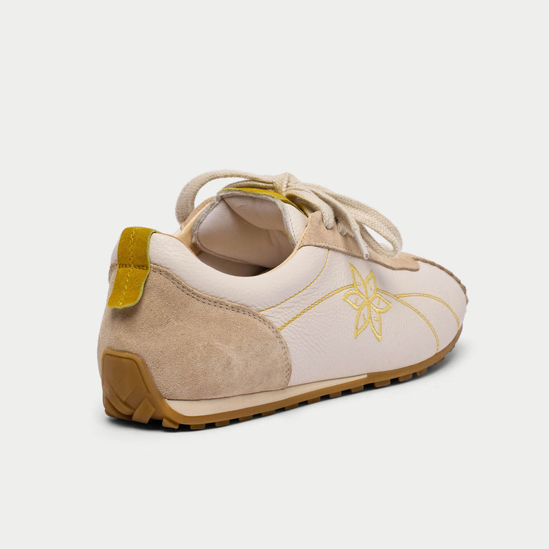 Aurora - Off White & Mustard Wide Fit Sneakers