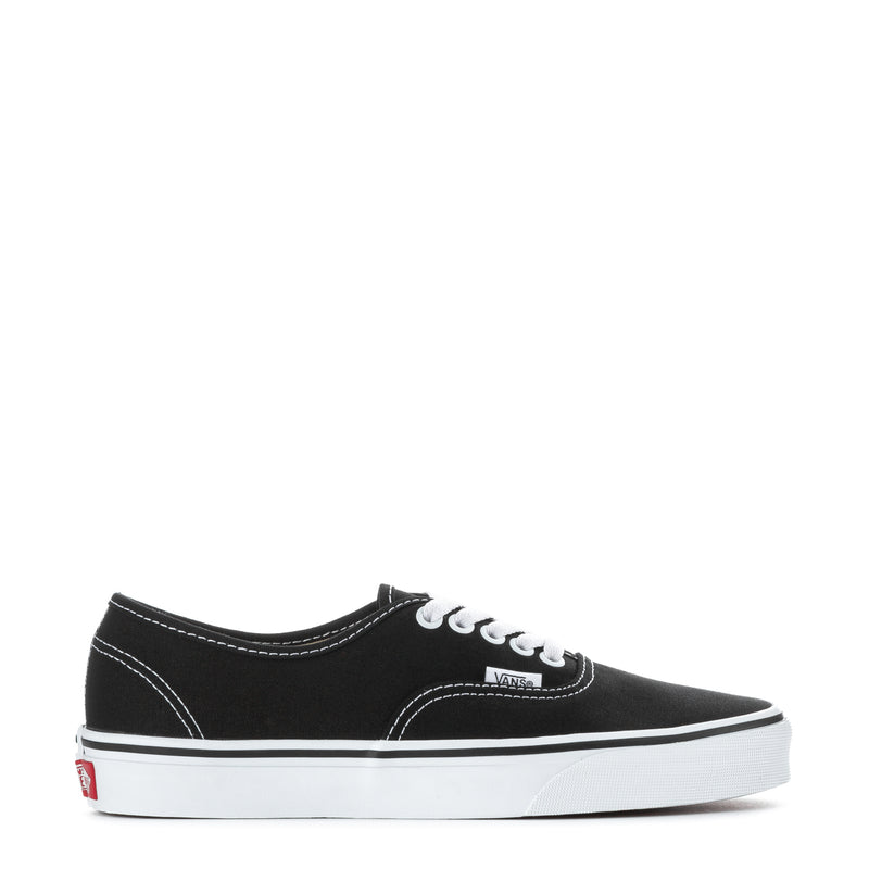 Women's Vans Authentic Wide sneakers in black with white laces and side stitching