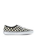 Youth checkerboard canvas lace-up sneakers, black and white, Vans logo on side