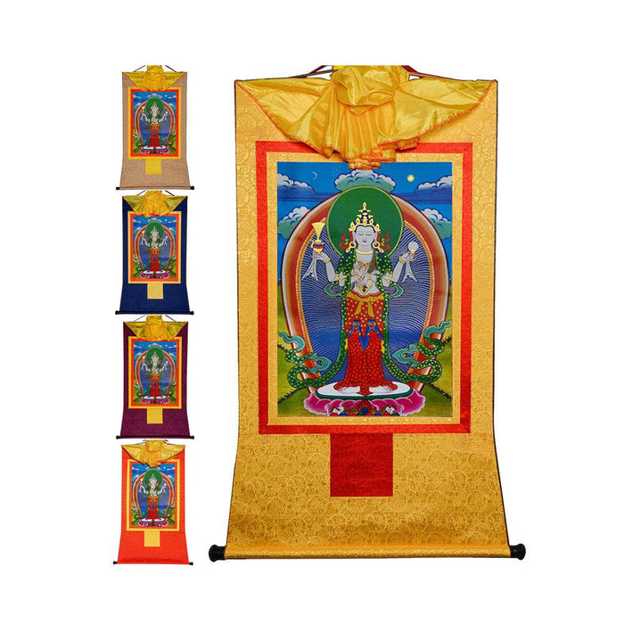 Chenrezig - Tibetan thangka painting, front view