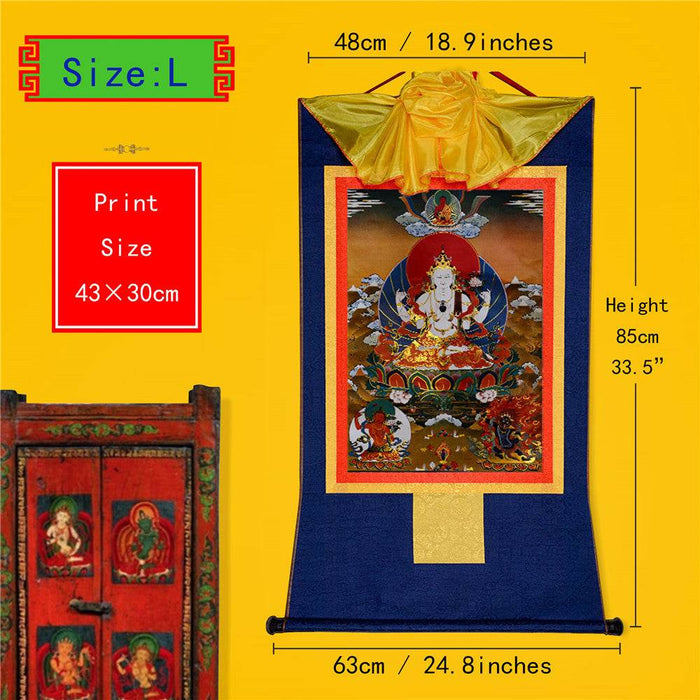 Chenrezig - Tibetan thangka painting, view 4
