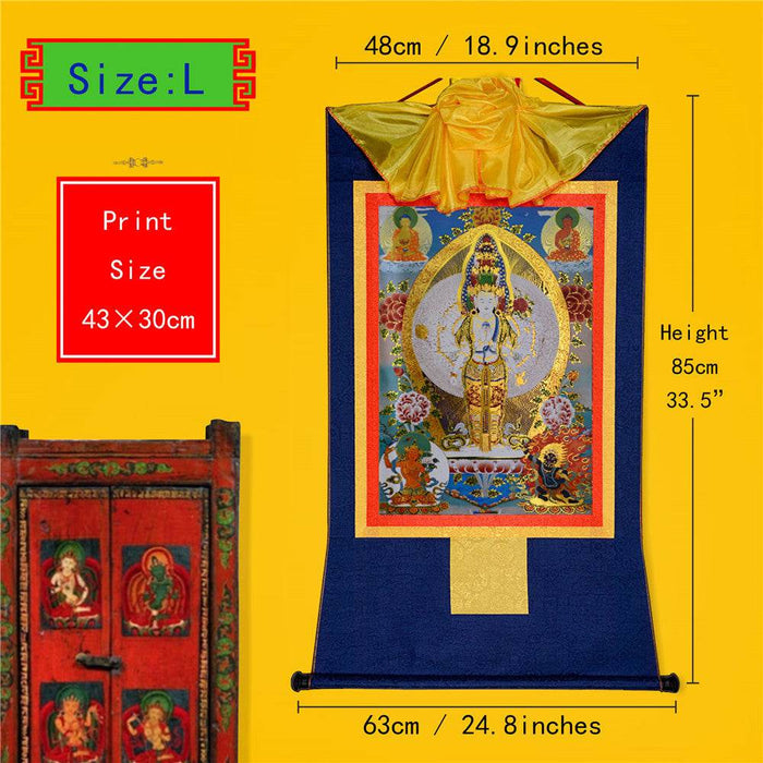 Avalokitesvara - Tibetan thangka painting, view 4