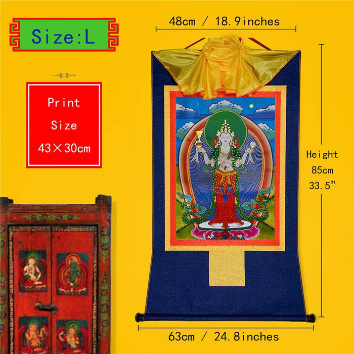 Chenrezig - Tibetan thangka painting, view 4
