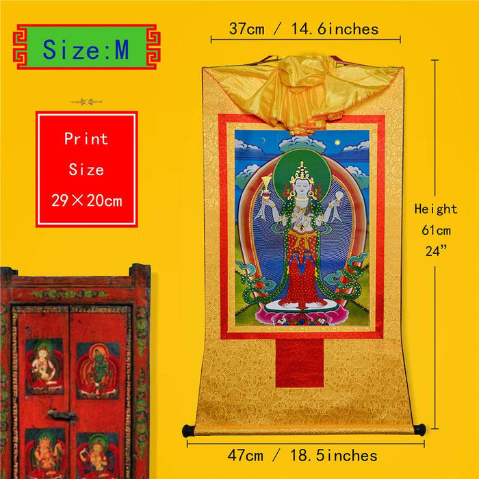 Chenrezig - Tibetan thangka painting, view 5