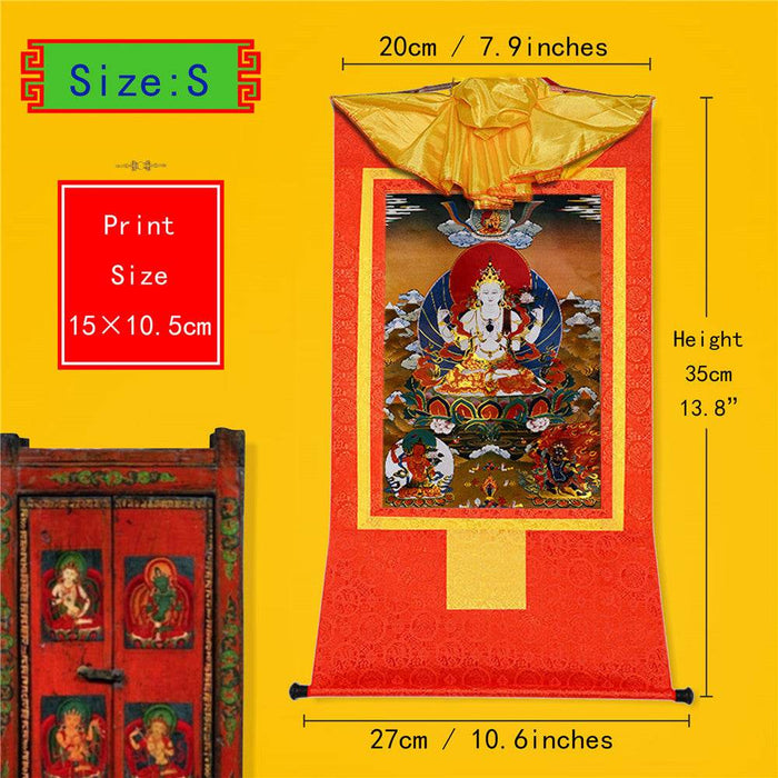 Chenrezig - Tibetan thangka painting, view 6