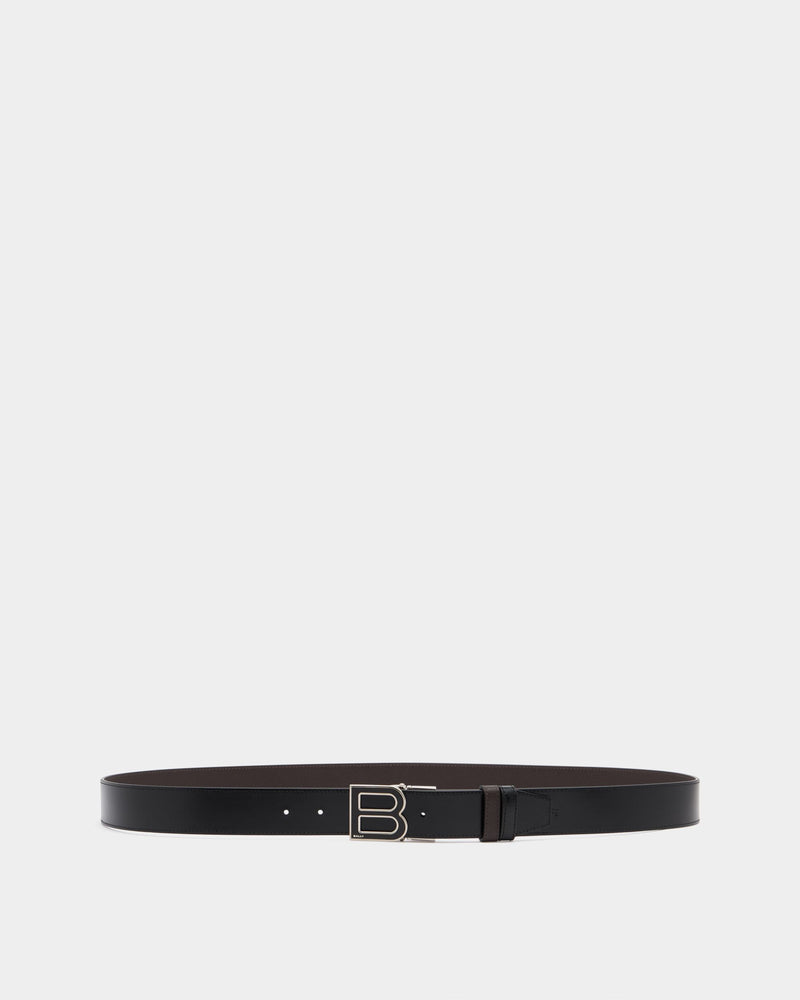 B Logo 35mm Adjustable And Reversible Belt in Ebano And Black Leather
