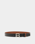 B Logo Adjustable And Reversible Belt in Black and Brown Leather