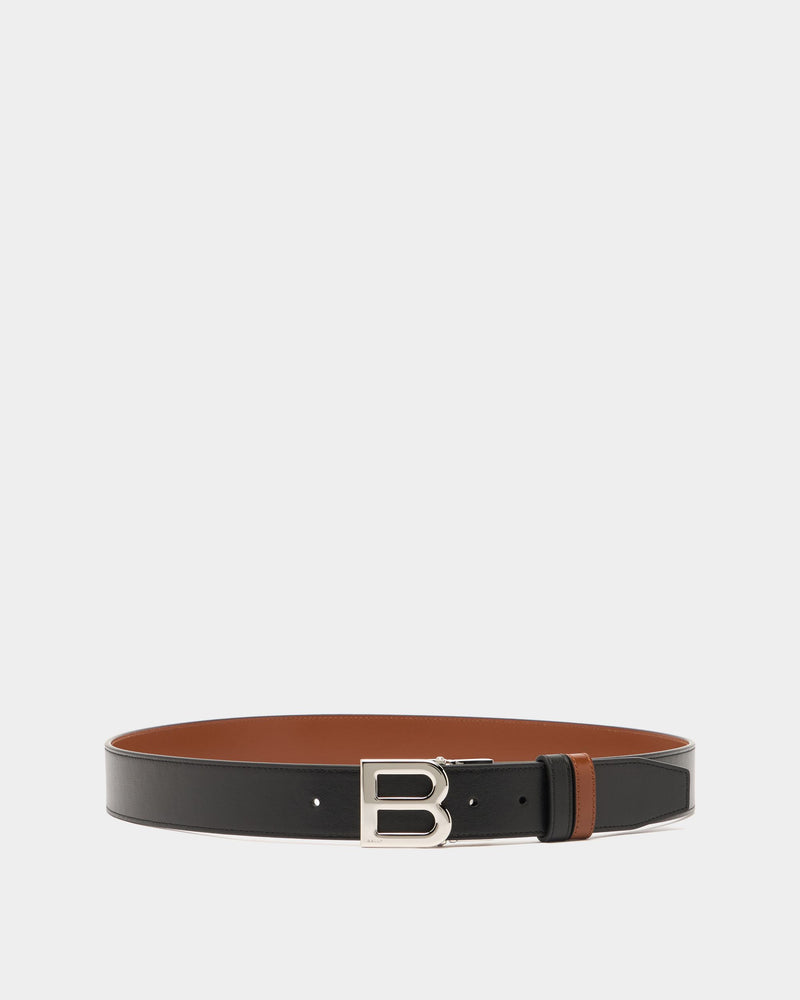 B Logo Adjustable And Reversible Belt in Black and Brown Leather