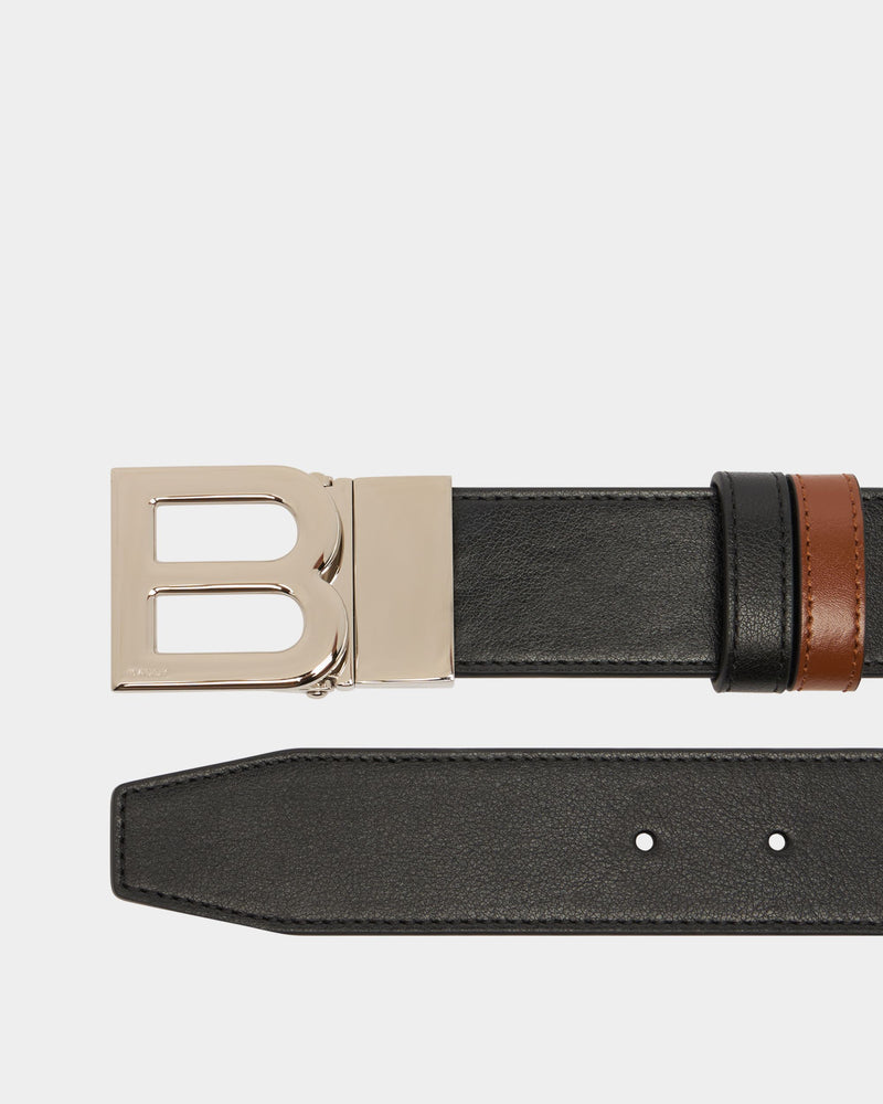 B Logo Adjustable And Reversible Belt in Black and Brown Leather