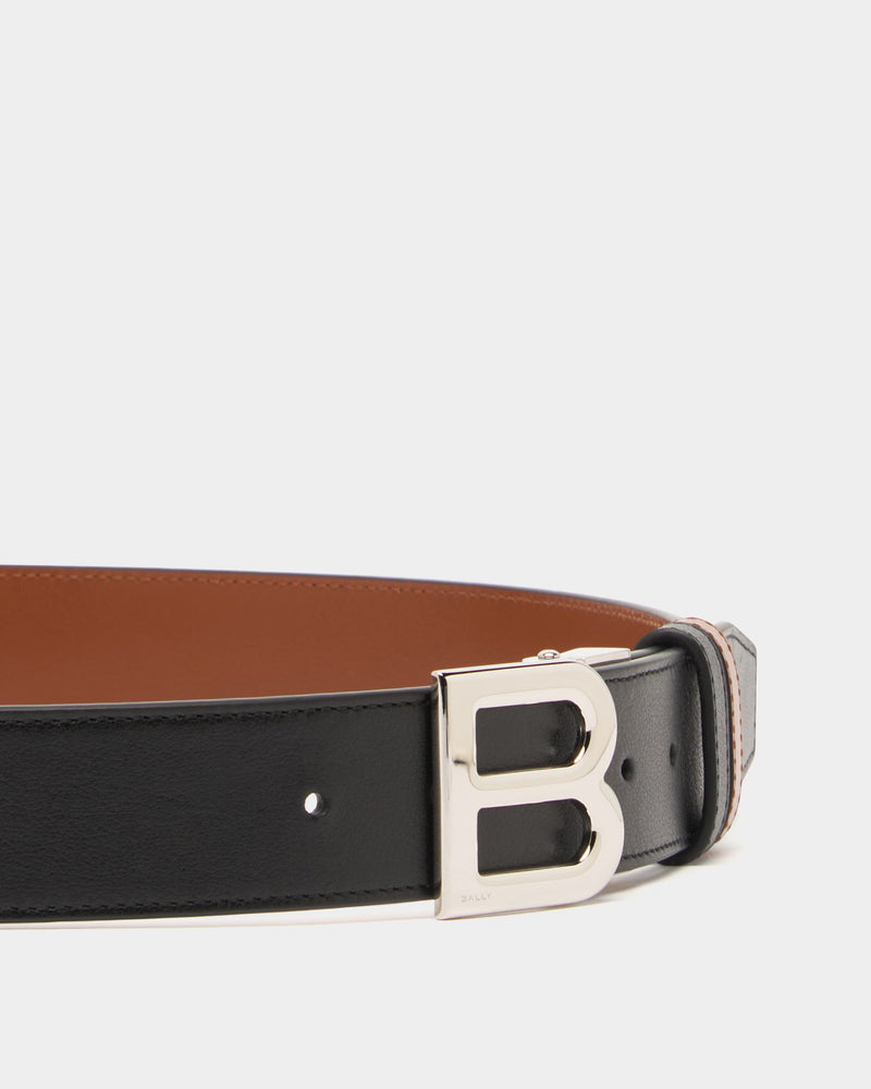 B Logo Adjustable And Reversible Belt in Black and Brown Leather